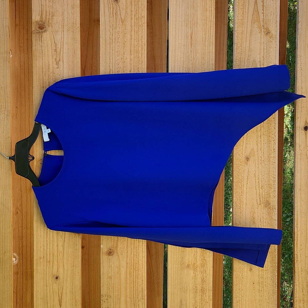 IRO Awefa Cutout Crepe Blouse Electric Blue Size US 12 EU 44